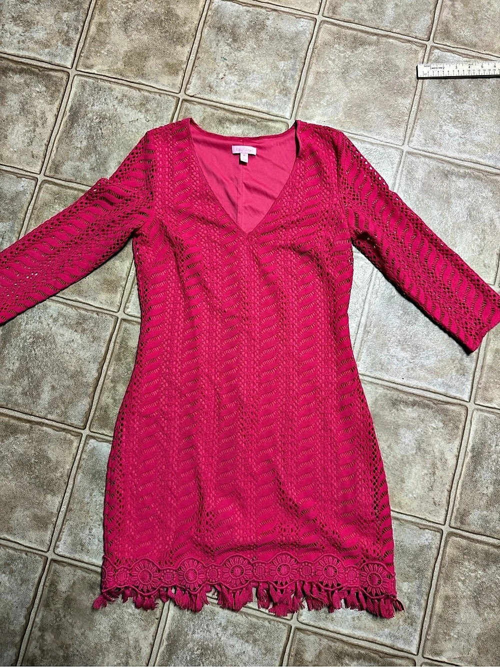 Lily Pulitzer Crochet Mini Dress in Pink Size Medium